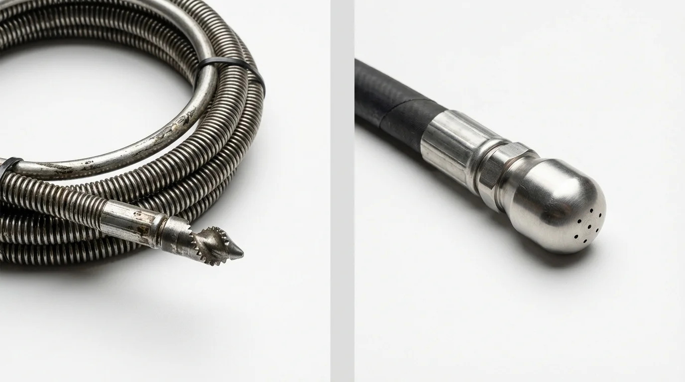 Drain snake cable and hydro jetting nozzle used for drain cleaning in High Springs, FL