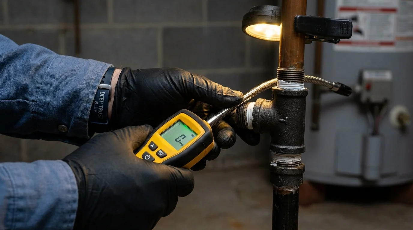 Gas leak detection with electronic sniffer by Johns Plumbing LLC in High Springs